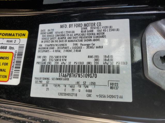 Photo 12 VIN: 1FA6P8TH7N5109870 - FORD MUSTANG 