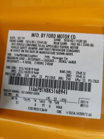 Photo 11 VIN: 1FA6P8TH8K5168941 - FORD MUSTANG 