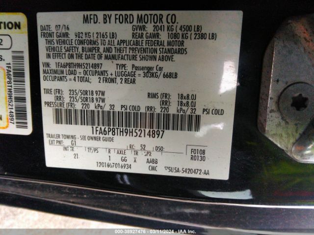 Photo 8 VIN: 1FA6P8TH9H5214897 - FORD MUSTANG 