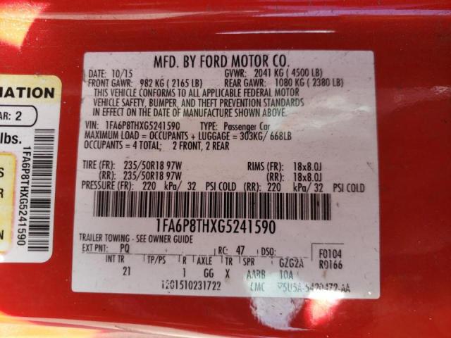 Photo 9 VIN: 1FA6P8THXG5241590 - FORD MUSTANG 