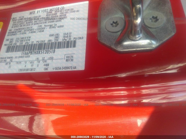 Photo 8 VIN: 1FA6P8THXK5120518 - FORD MUSTANG 