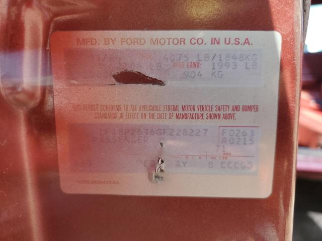 Photo 11 VIN: 1FABP2636GF228227 - FORD MUSTANG LX 