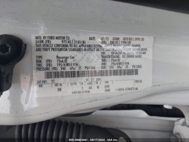 Photo 8 VIN: 1FADP3E20DL103146 - FORD FOCUS 