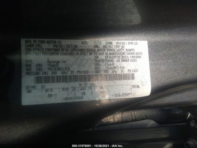 Photo 8 VIN: 1FADP3E20DL186996 - FORD FOCUS 