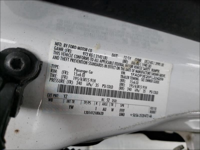 Photo 9 VIN: 1FADP3E20FL224259 - FORD FOCUS S 