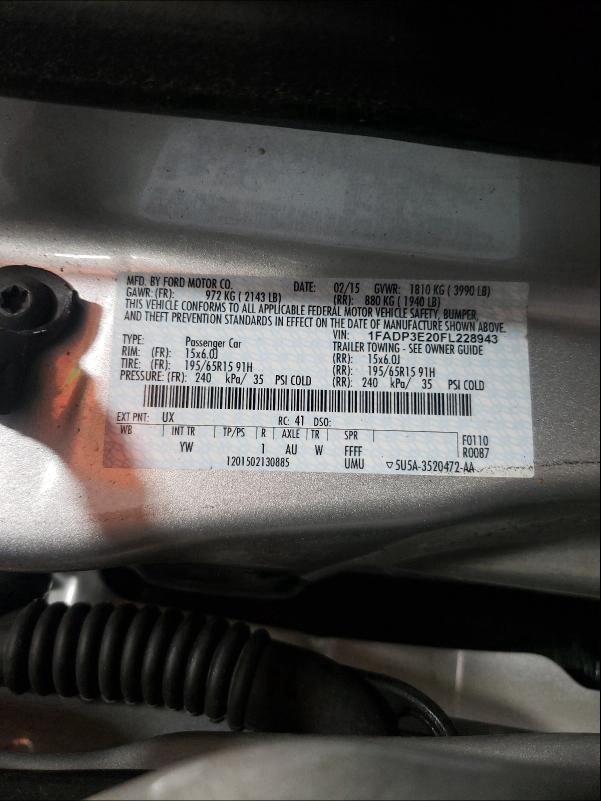 Photo 9 VIN: 1FADP3E20FL228943 - FORD FOCUS S 