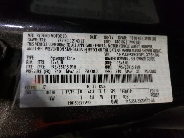 Photo 9 VIN: 1FADP3E20FL376106 - FORD FOCUS S 