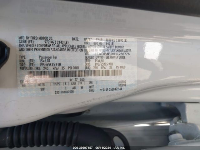 Photo 8 VIN: 1FADP3E20HL256776 - FORD FOCUS 