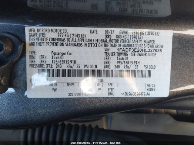 Photo 8 VIN: 1FADP3E20HL327636 - FORD FOCUS 