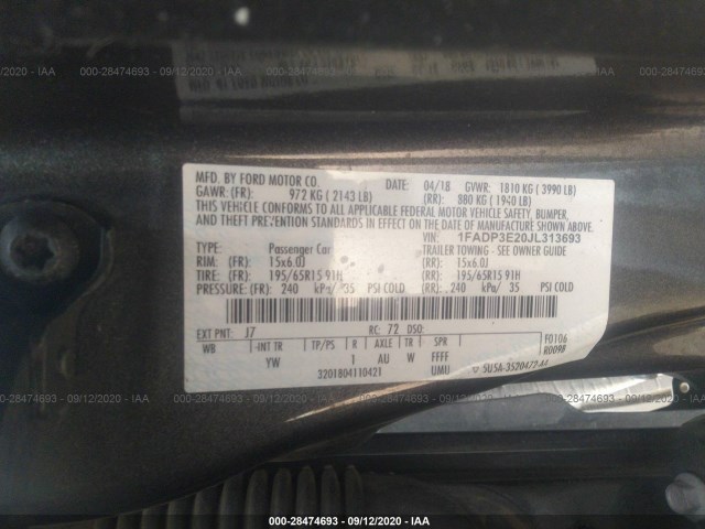 Photo 8 VIN: 1FADP3E20JL313693 - FORD FOCUS 