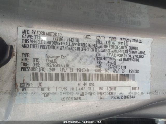 Photo 8 VIN: 1FADP3E21DL270292 - FORD FOCUS 