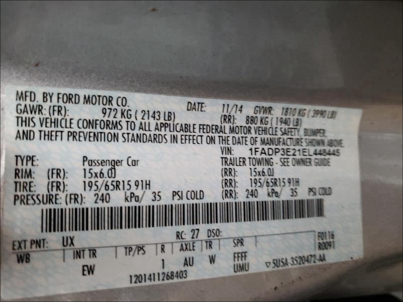 Photo 9 VIN: 1FADP3E21EL448445 - FORD FOCUS 