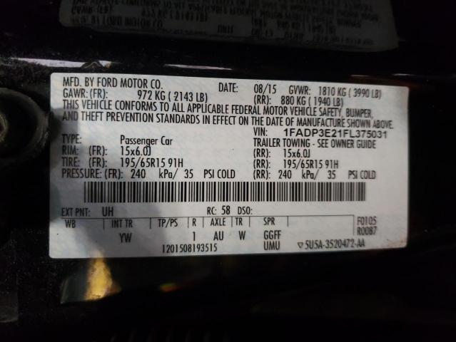 Photo 9 VIN: 1FADP3E21FL375031 - FORD FOCUS S 