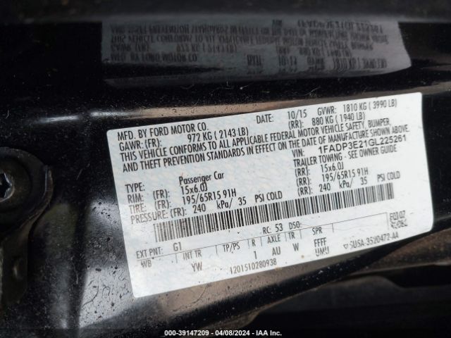 Photo 8 VIN: 1FADP3E21GL225261 - FORD FOCUS 