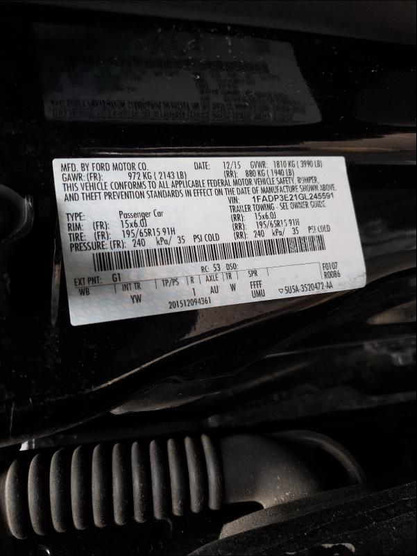 Photo 9 VIN: 1FADP3E21GL245591 - FORD FOCUS S 