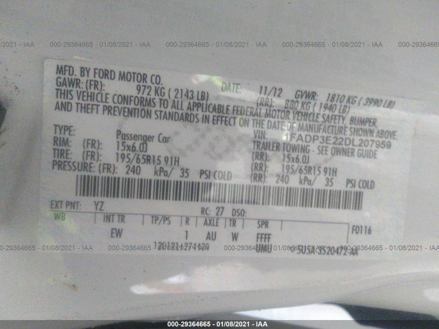 Photo 8 VIN: 1FADP3E22DL207959 - FORD FOCUS 