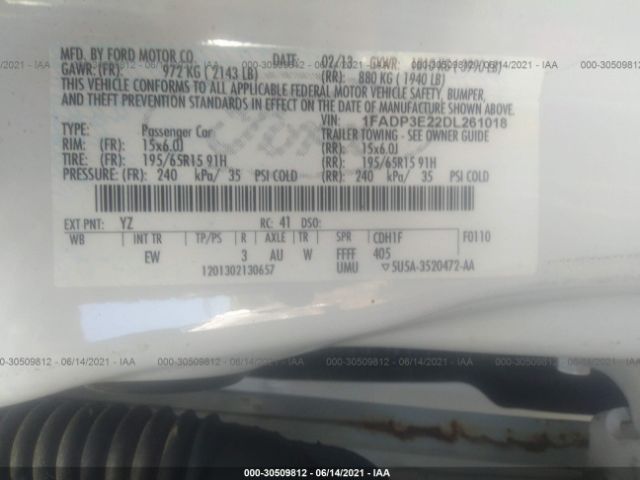 Photo 8 VIN: 1FADP3E22DL261018 - FORD FOCUS 