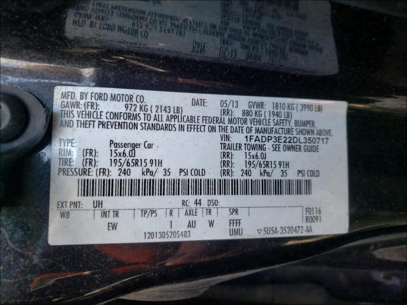 Photo 9 VIN: 1FADP3E22DL350717 - FORD FOCUS S 