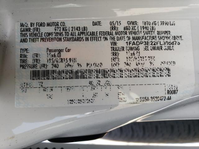 Photo 9 VIN: 1FADP3E22FL305876 - FORD FOCUS S 