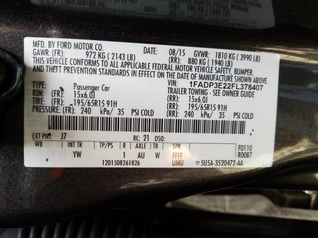 Photo 9 VIN: 1FADP3E22FL378407 - FORD FOCUS S 