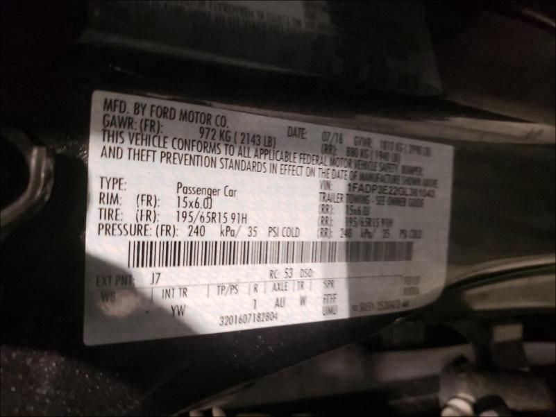 Photo 9 VIN: 1FADP3E22GL361043 - FORD FOCUS S 