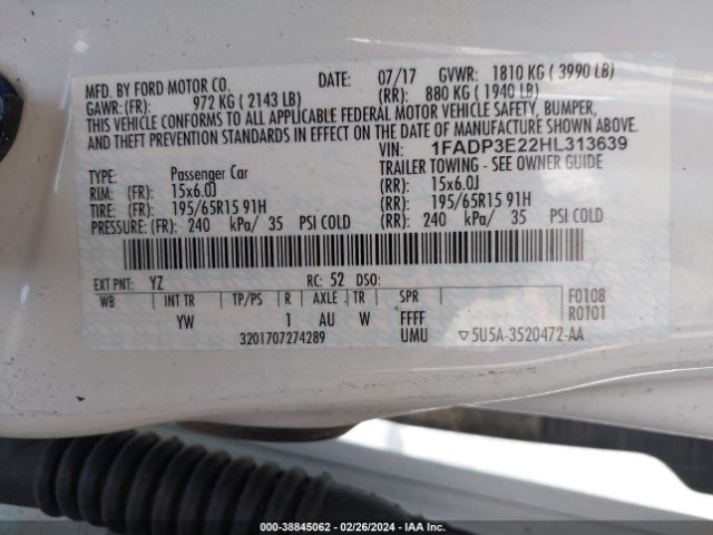 Photo 8 VIN: 1FADP3E22HL313639 - FORD FOCUS 