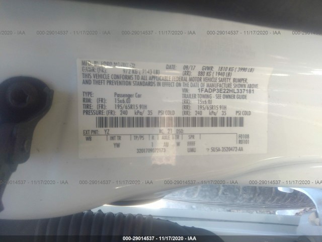 Photo 8 VIN: 1FADP3E22HL337181 - FORD FOCUS 