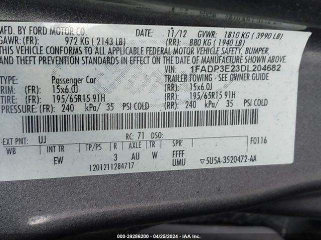 Photo 8 VIN: 1FADP3E23DL204682 - FORD FOCUS 