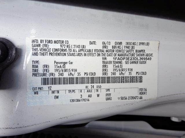 Photo 9 VIN: 1FADP3E23DL369549 - FORD FOCUS 