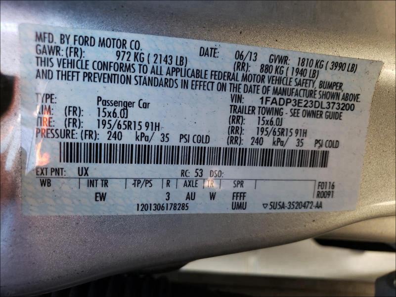 Photo 9 VIN: 1FADP3E23DL373200 - FORD FOCUS S 