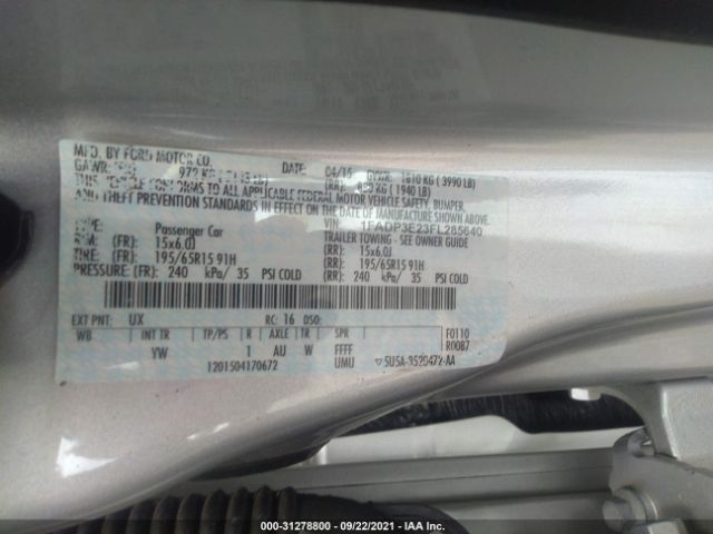 Photo 8 VIN: 1FADP3E23FL285640 - FORD FOCUS 