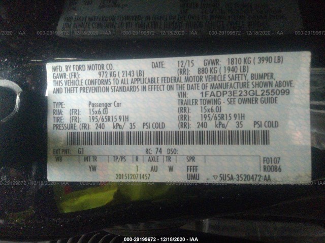 Photo 8 VIN: 1FADP3E23GL255099 - FORD FOCUS 