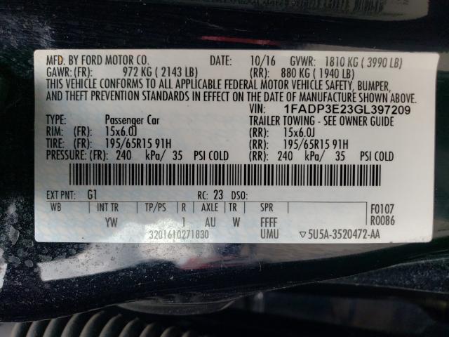 Photo 9 VIN: 1FADP3E23GL397209 - FORD FOCUS S 