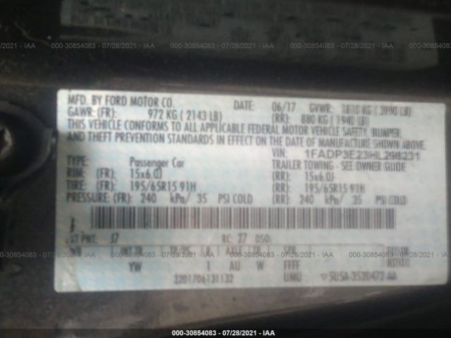 Photo 8 VIN: 1FADP3E23HL298231 - FORD FOCUS 