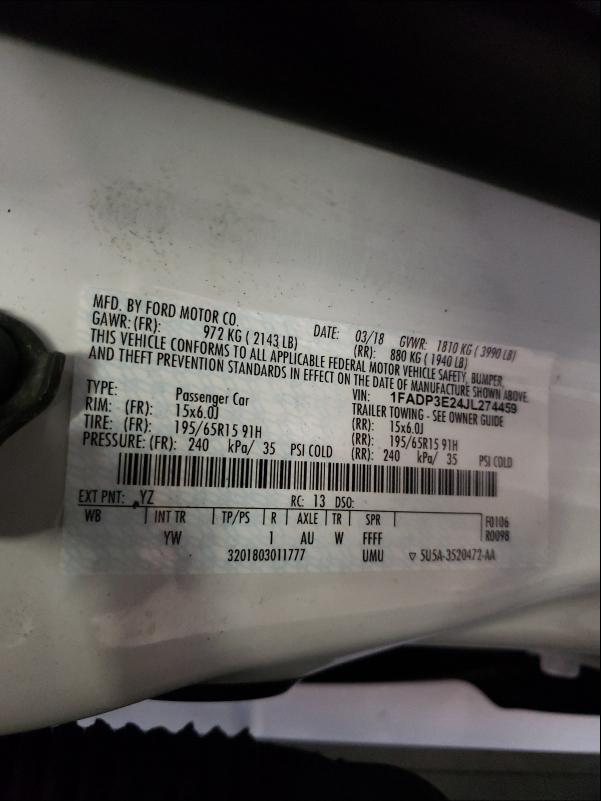 Photo 9 VIN: 1FADP3E24JL274459 - FORD FOCUS S 