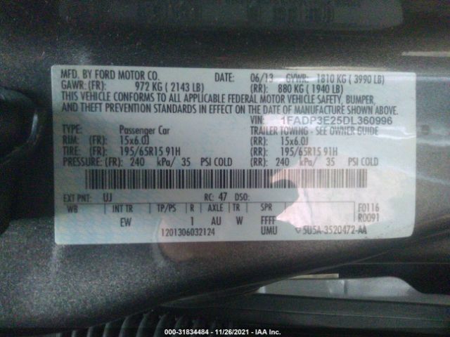 Photo 8 VIN: 1FADP3E25DL360996 - FORD FOCUS 