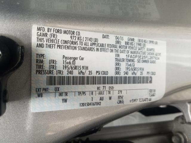 Photo 9 VIN: 1FADP3E25FL287924 - FORD FOCUS 