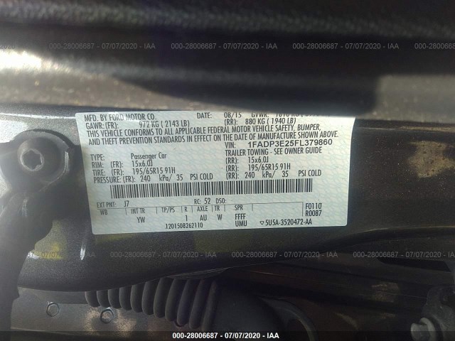 Photo 8 VIN: 1FADP3E25FL379860 - FORD FOCUS 