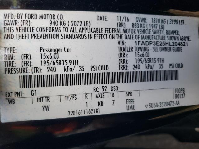 Photo 11 VIN: 1FADP3E25HL204821 - FORD FOCUS S 