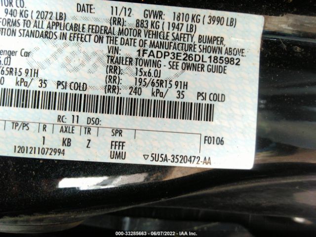 Photo 8 VIN: 1FADP3E26DL185982 - FORD FOCUS 