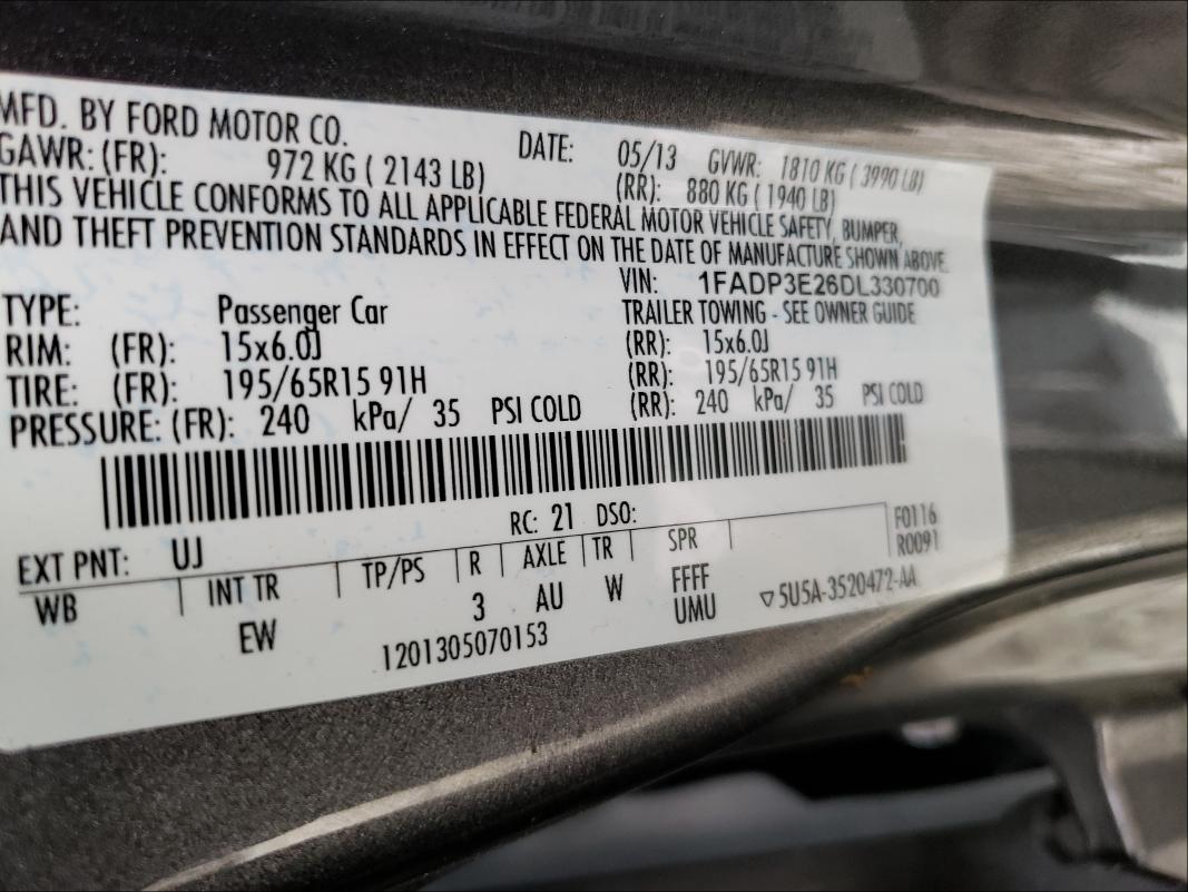 Photo 9 VIN: 1FADP3E26DL330700 - FORD FOCUS S 