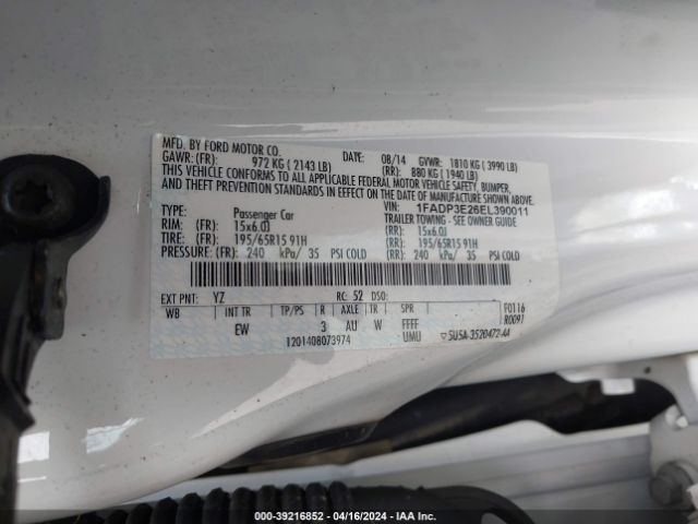 Photo 8 VIN: 1FADP3E26EL390011 - FORD FOCUS 