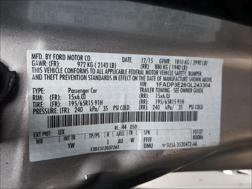 Photo 9 VIN: 1FADP3E26GL243304 - FORD FOCUS S 