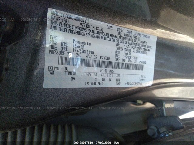 Photo 8 VIN: 1FADP3E27EL286644 - FORD FOCUS 