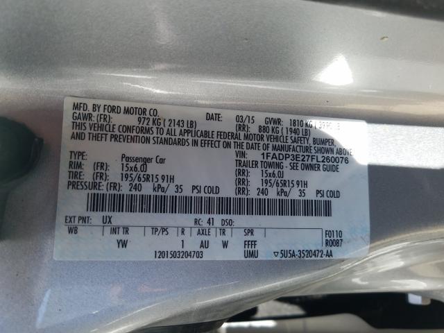 Photo 9 VIN: 1FADP3E27FL260076 - FORD FOCUS S 