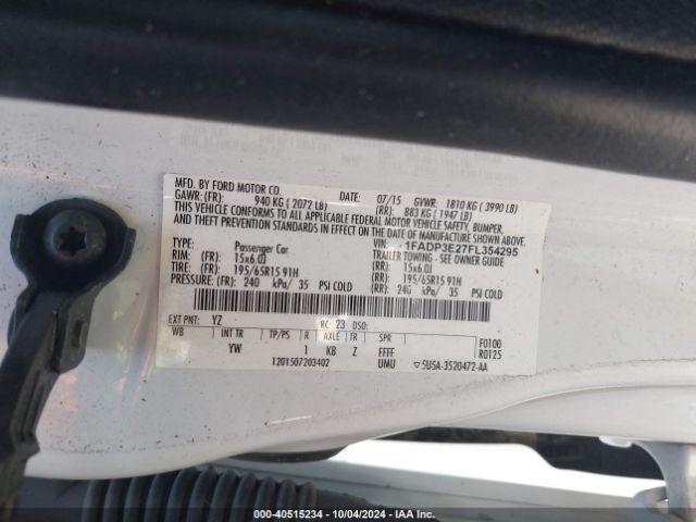 Photo 8 VIN: 1FADP3E27FL354295 - FORD FOCUS 