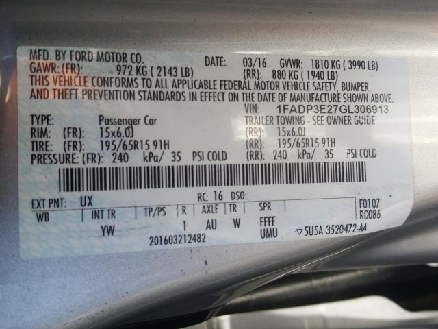 Photo 9 VIN: 1FADP3E27GL306913 - FORD FOCUS S 