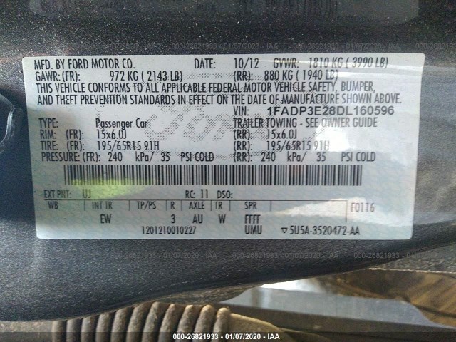 Photo 8 VIN: 1FADP3E28DL160596 - FORD FOCUS 