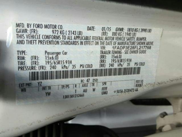 Photo 9 VIN: 1FADP3E28FL217768 - FORD FOCUS S 