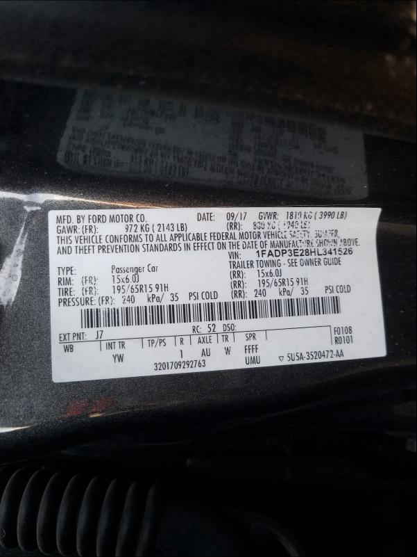 Photo 9 VIN: 1FADP3E28HL341526 - FORD FOCUS S 